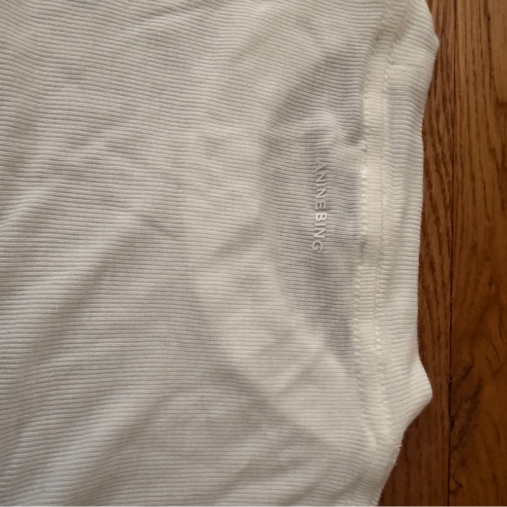 Anine Bing White Tee with Small Black Logo - Picture 6 of 6